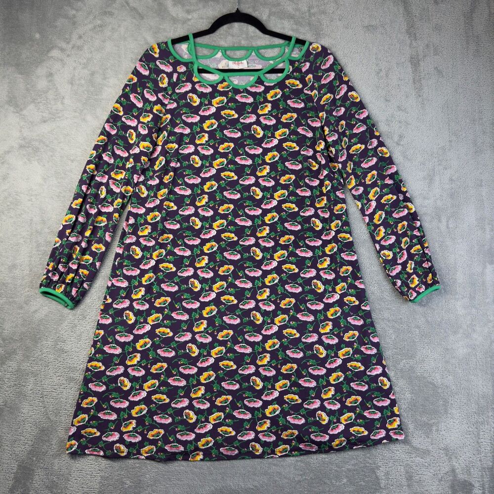 Leona Edmiston Dress Women 1 Multicolor Shift Floral Stretch Long Sleeve Stretch